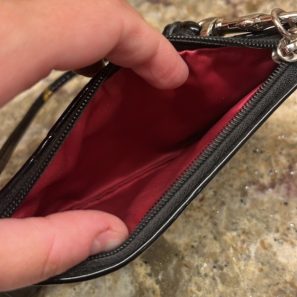 COACH Quilted Patent Leather Black Coach Wristlet - Picture 2 of 4